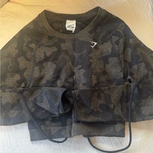 Gymshark Black Camo Long Sleeve Top